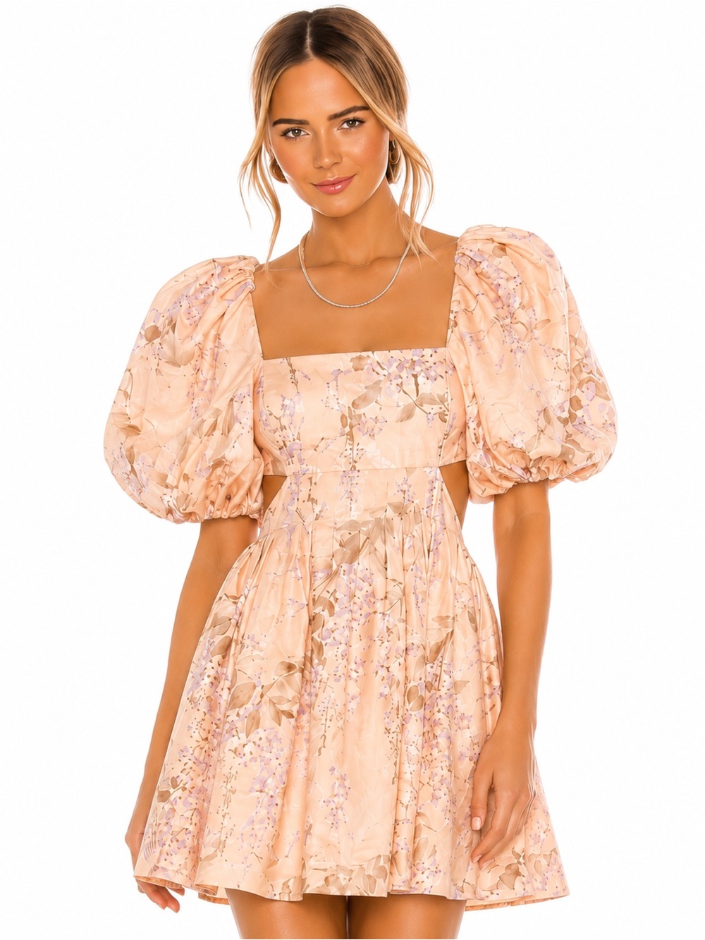 Zimmermann Rosa Cut Out Mini Dress AU‎ 0 US XS Floral Linen Euro Resort Summer